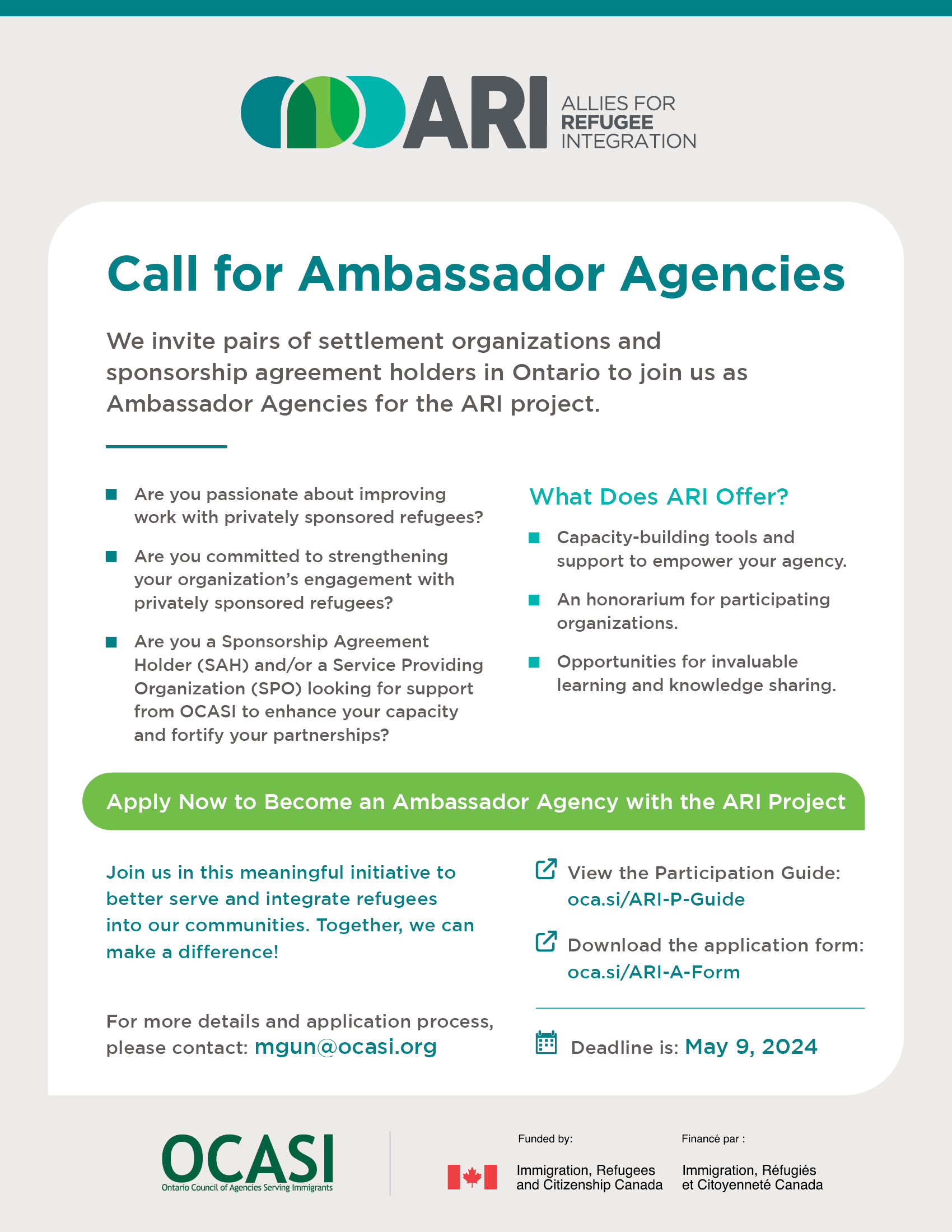 ARI Call Ambassador Agencies 2024
