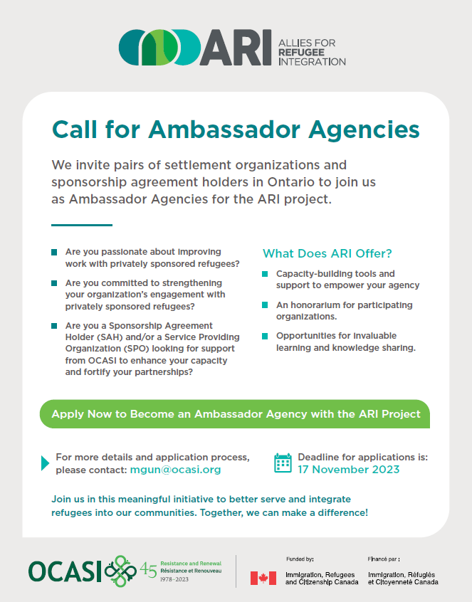 ARI Call for Ambassador Agencies
